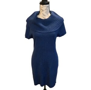 Navy Cowl Neck Dress Sz L